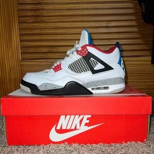 Nike Air Jordan 4 Retro White Red Blue Sneakers